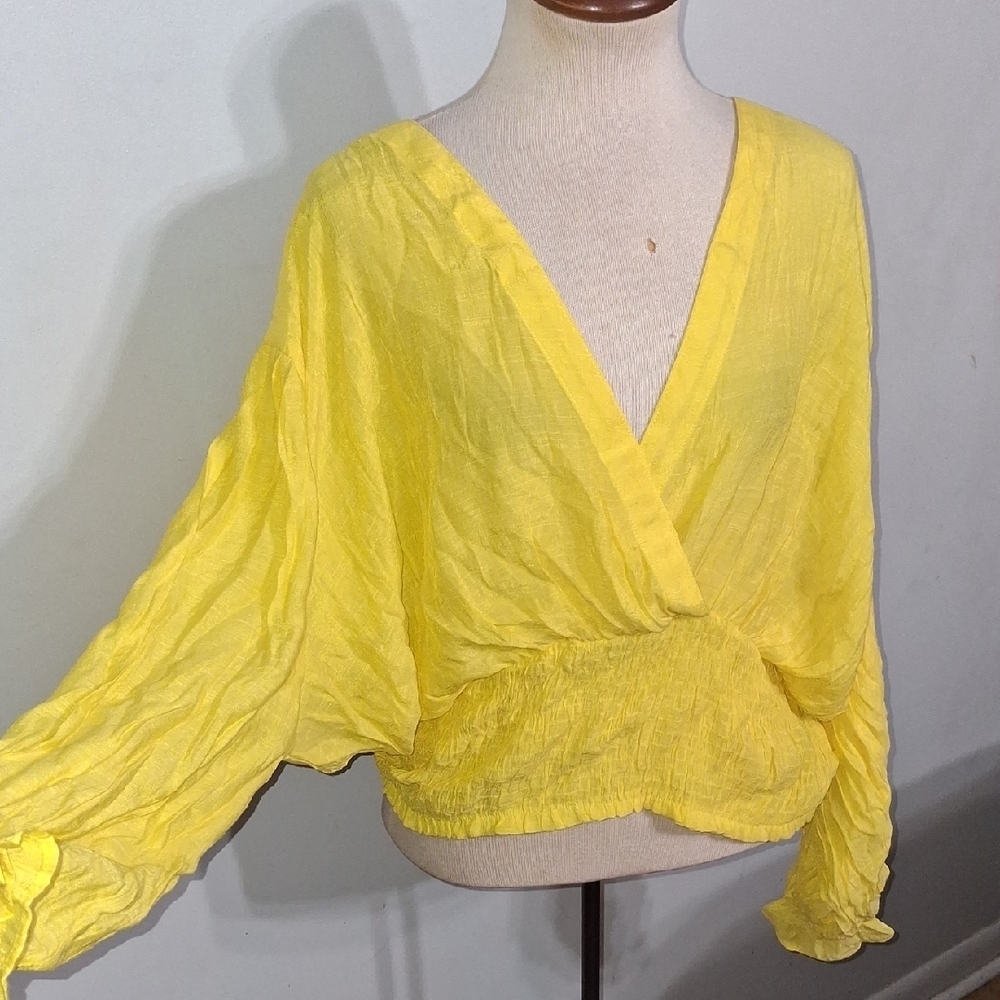 Sexy Yellow Long Sleeve Top- W Sz 3XL